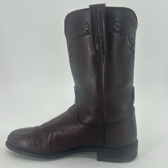 Lucchese Classic Handmade Black Cherry Leather Majestic Roper Boots Mens 7.5 B main image 3